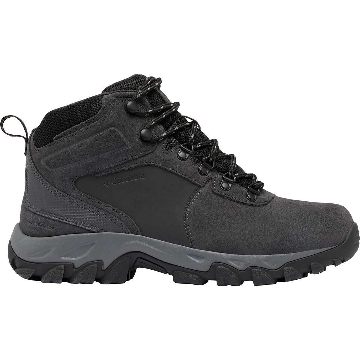Columbia Men's Newton Ridge Plus II Suede WP Wide Hiking Boot in Shark / Black2 - Size: