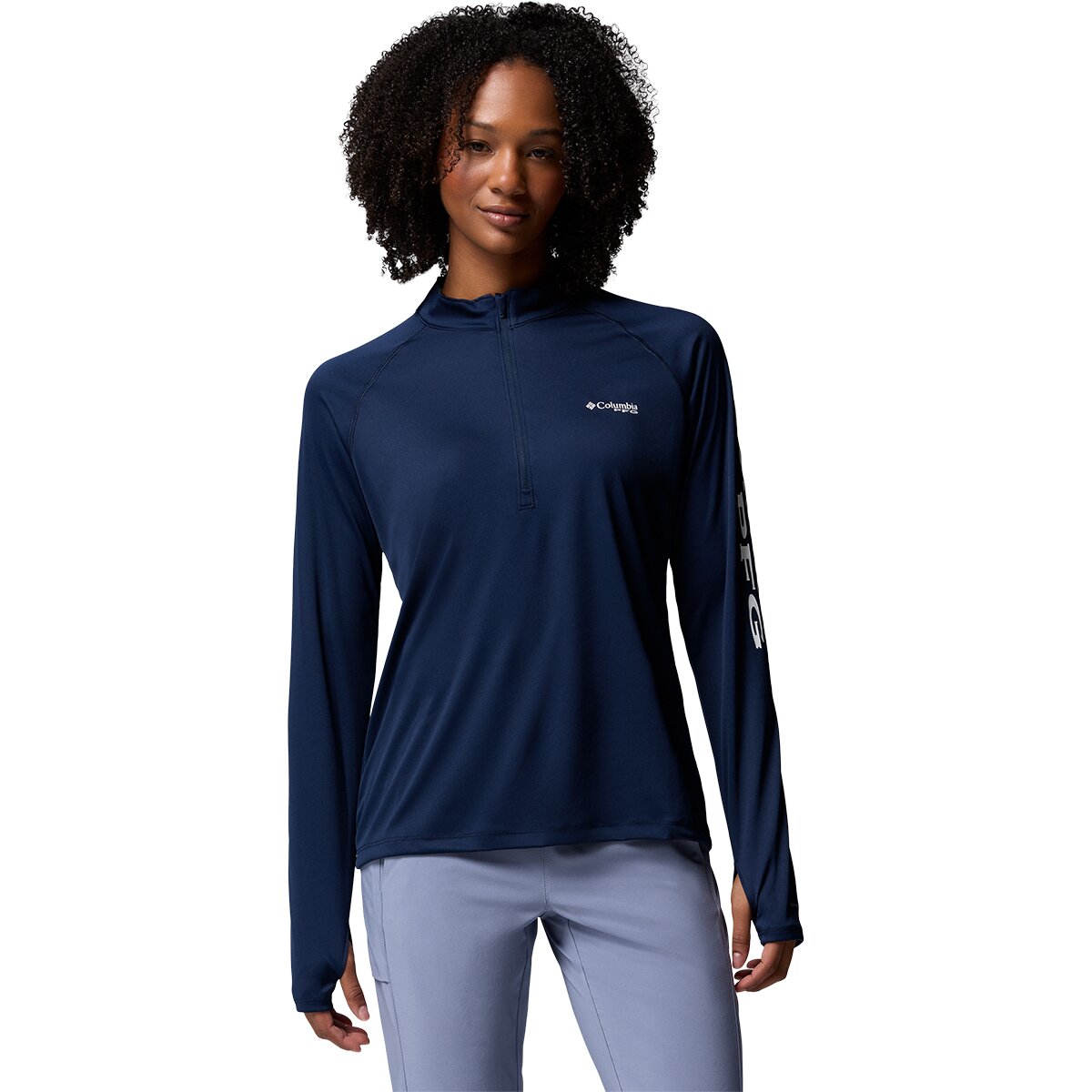 Columbia Women's Tidal 1/4-Zip T-Shirt in Collegiate Navy / White Logo - Size: Small