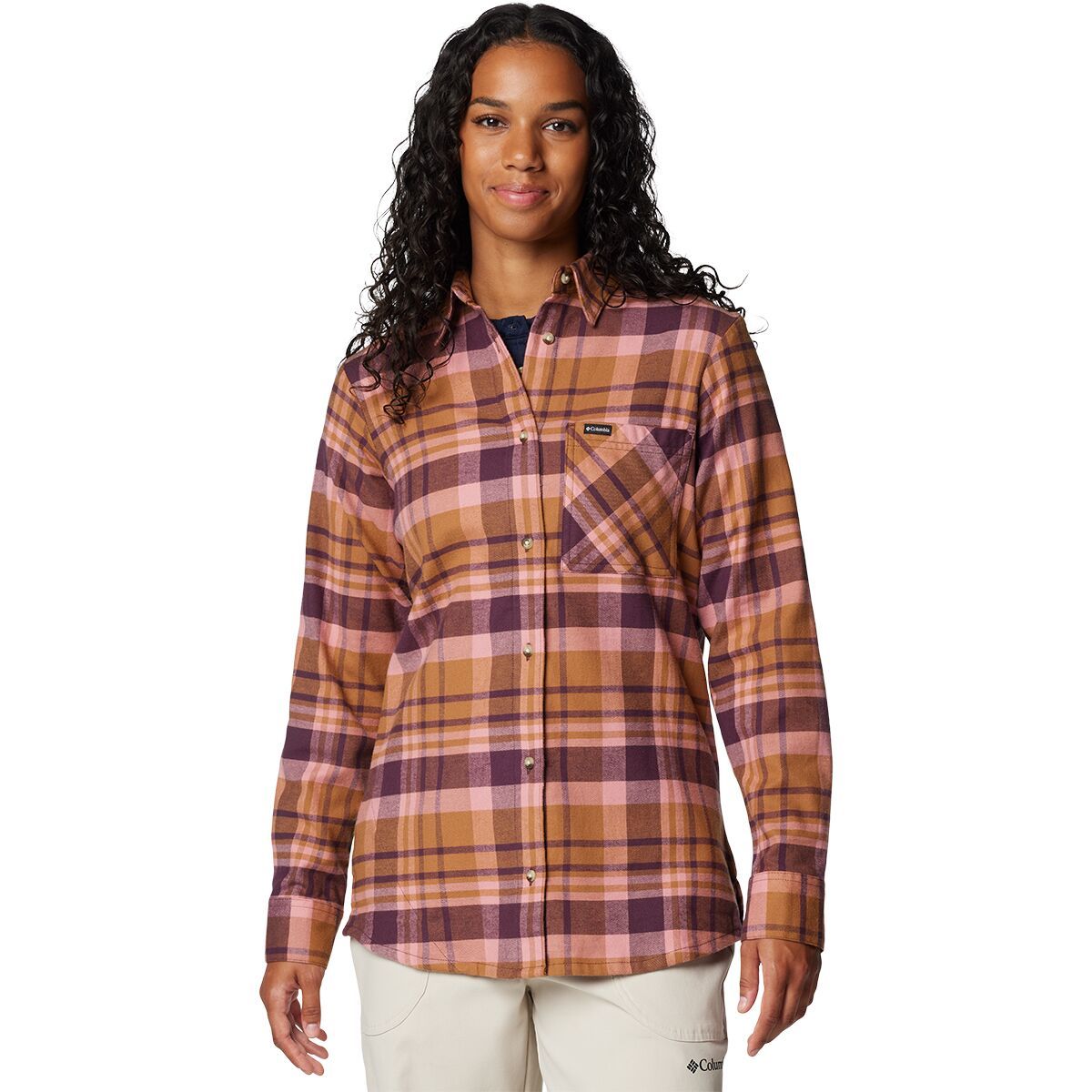Columbia Women's Calico Basin Flannel Long-Sleeve Shirt in Moonvista Multiplaid - Size: Medium