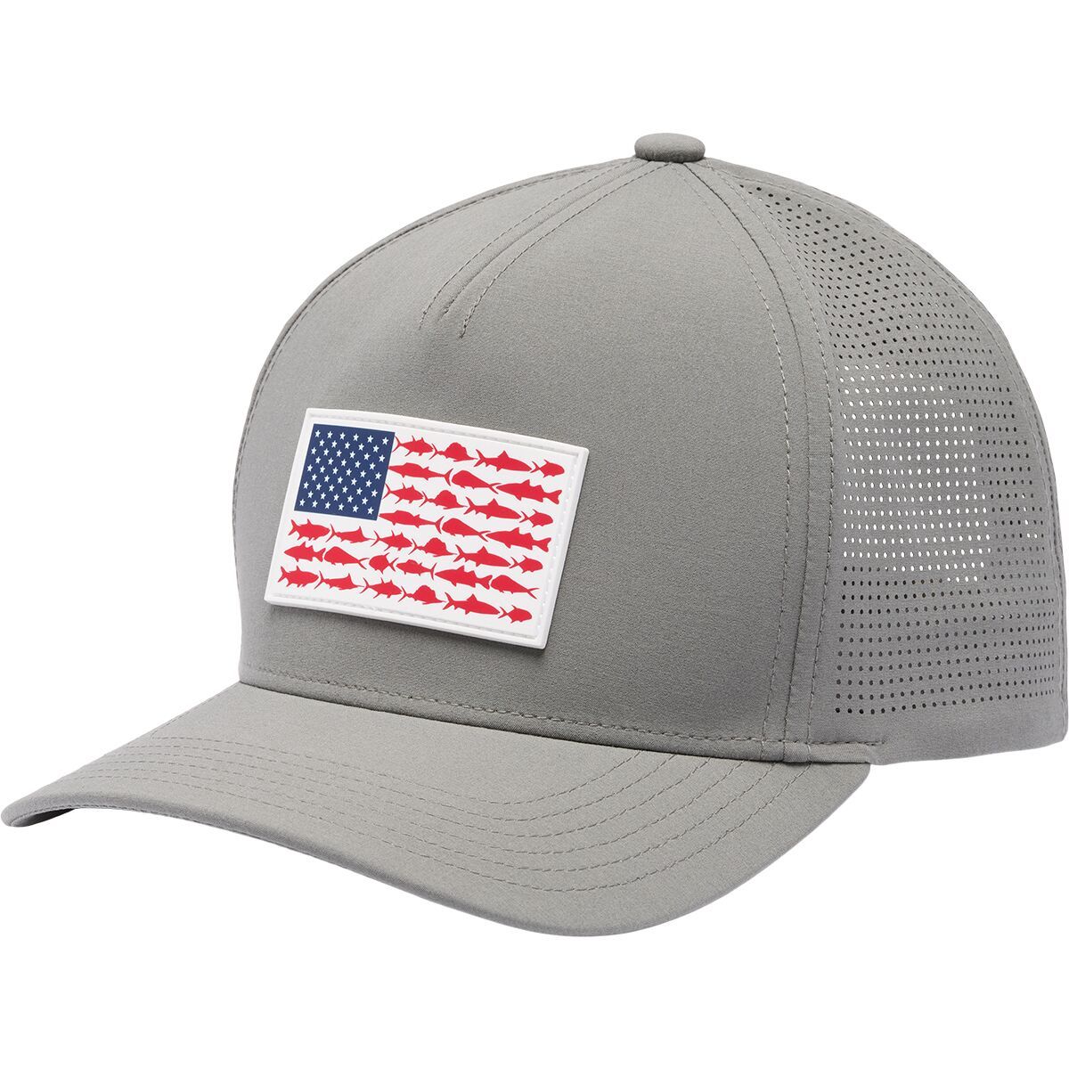 Columbia PFG Elite 110 Snapback Hat in Titanium / Fish Flag