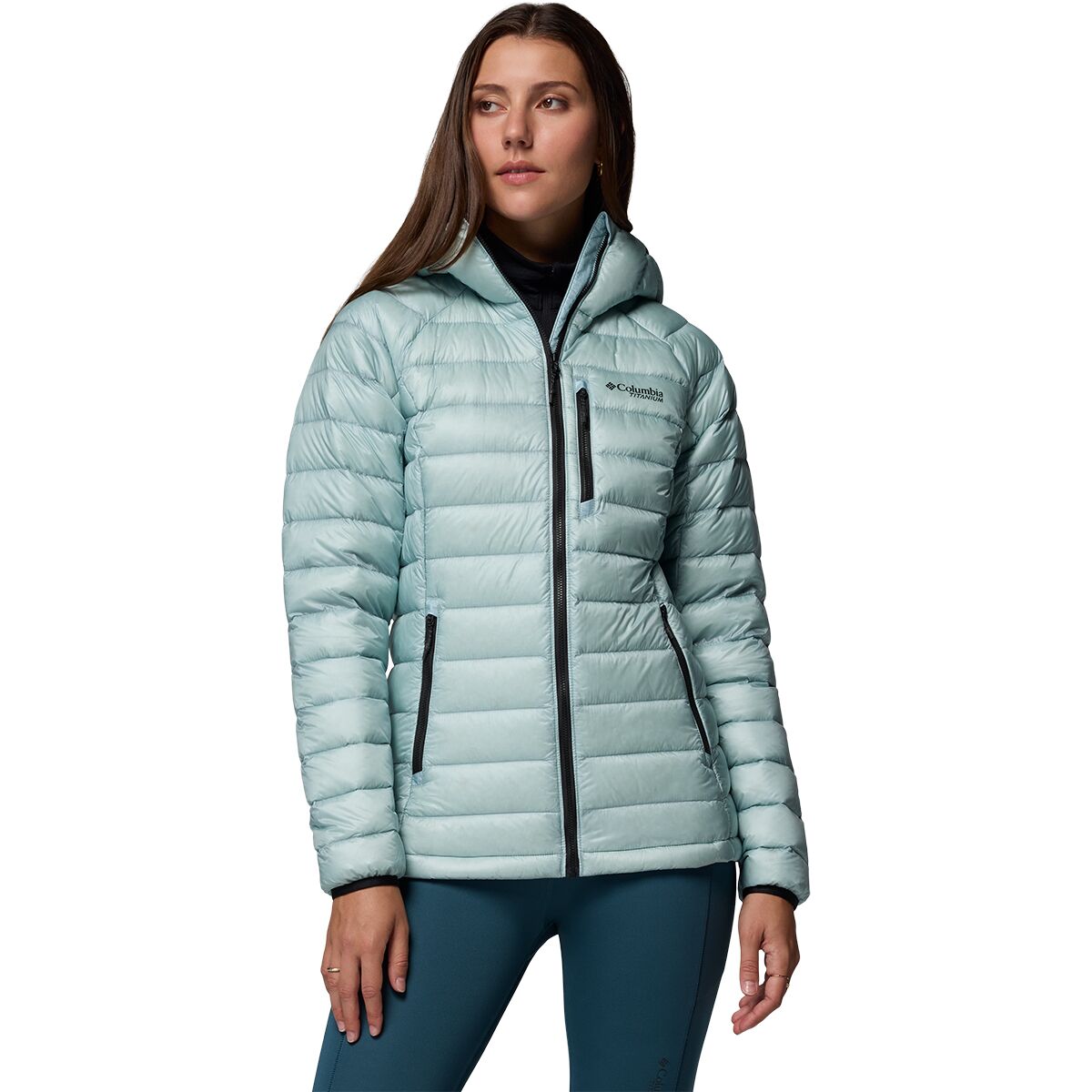Columbia Women's Arctic Crest Down Hooded Jacket in Crushed Blue - Size: XL