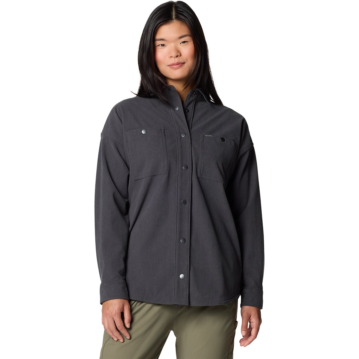 Columbia Women's Blue Point Creek Corduroy Shirt Jacket in Shark - Size: Small