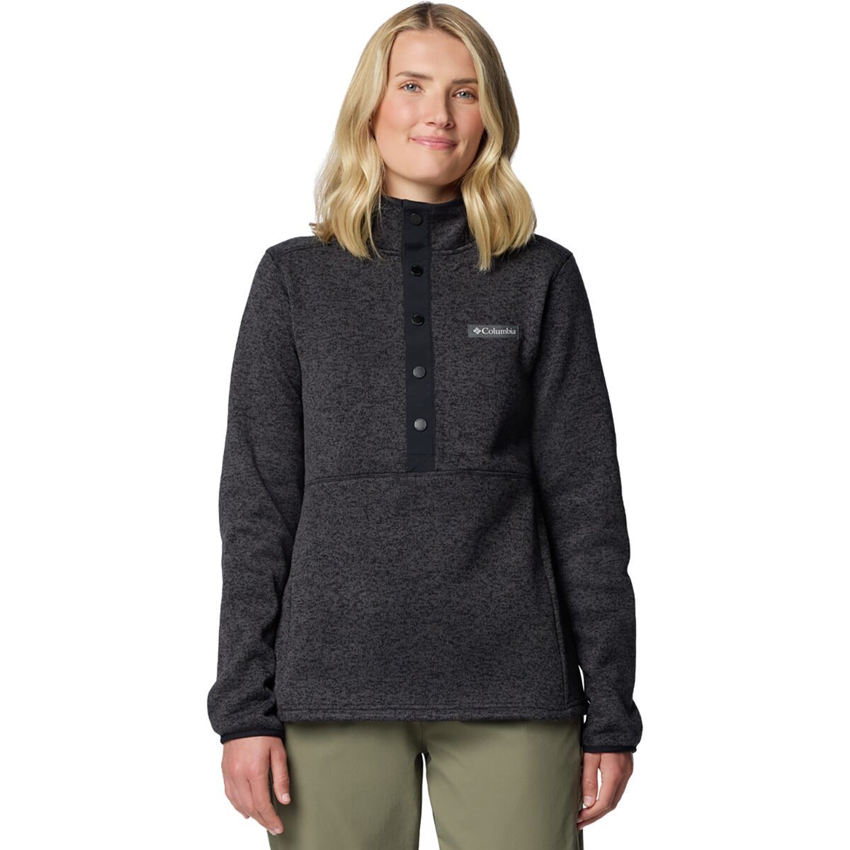 Columbia Women's Sweater Weather 1/2-Snap Pullover in Black Heather - Size: Small