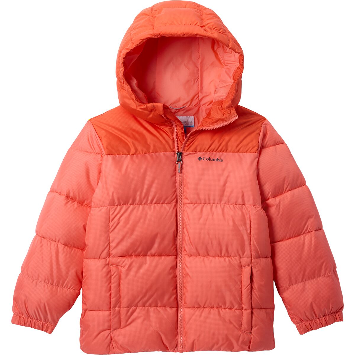 Columbia Columbia Puffect Hooded Jacket - Kids' in Hot Coral / Zing - Size: Medium - $58.50 at Steep and Cheap