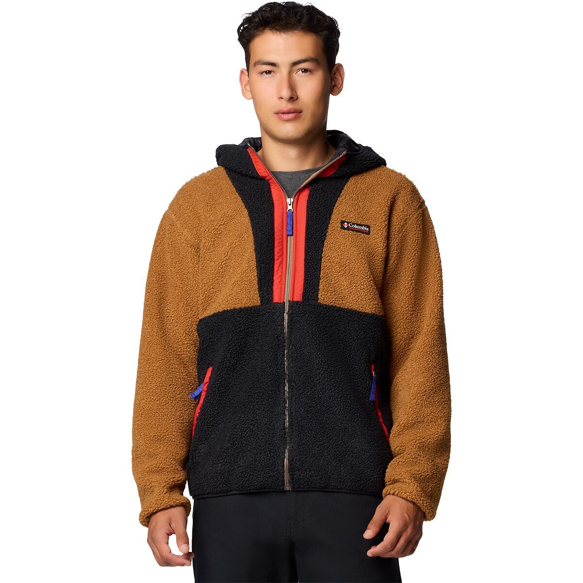 Columbia Men's Backbowl II Remastered Full-Zip Hoodie in Camel Brown / Black - Size: XL