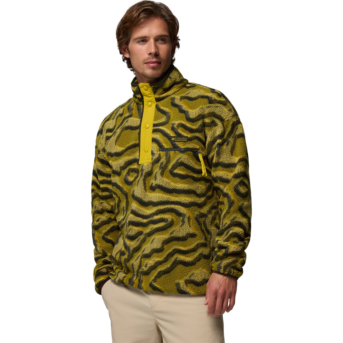 Columbia Columbia Men's Helvetia II Printed 1/2-Snap Fleece in Mossy Green / Topoglitch - Size: XS - $54.00 at SteepandCheap.com