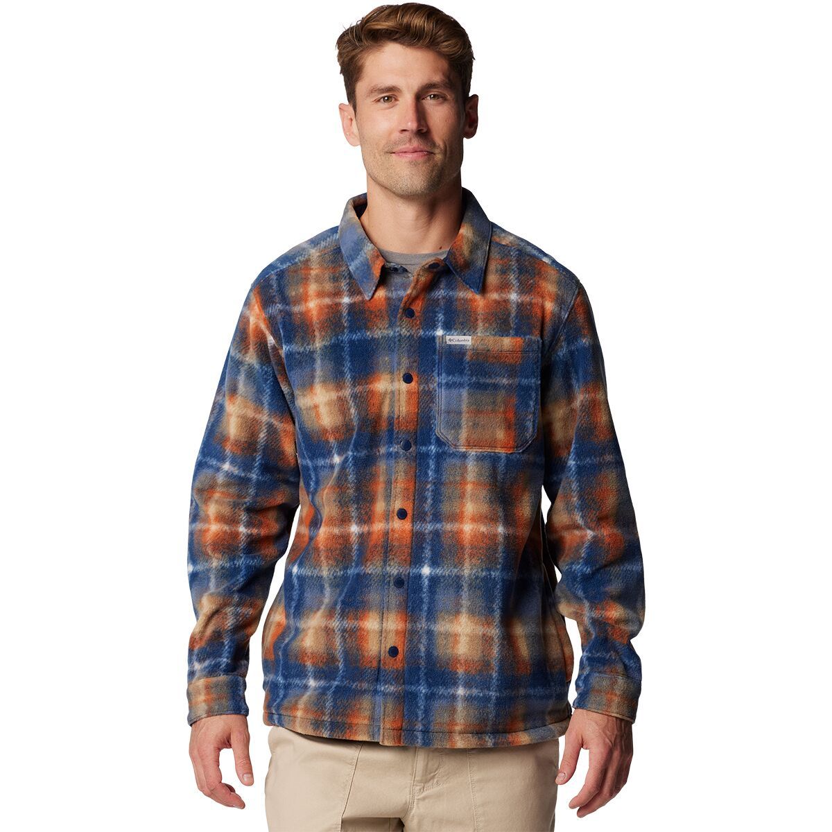 Columbia Men's Steens Mountain Printed Shirt Jacket II in Collegiate Navy Omblur - Size: XXL