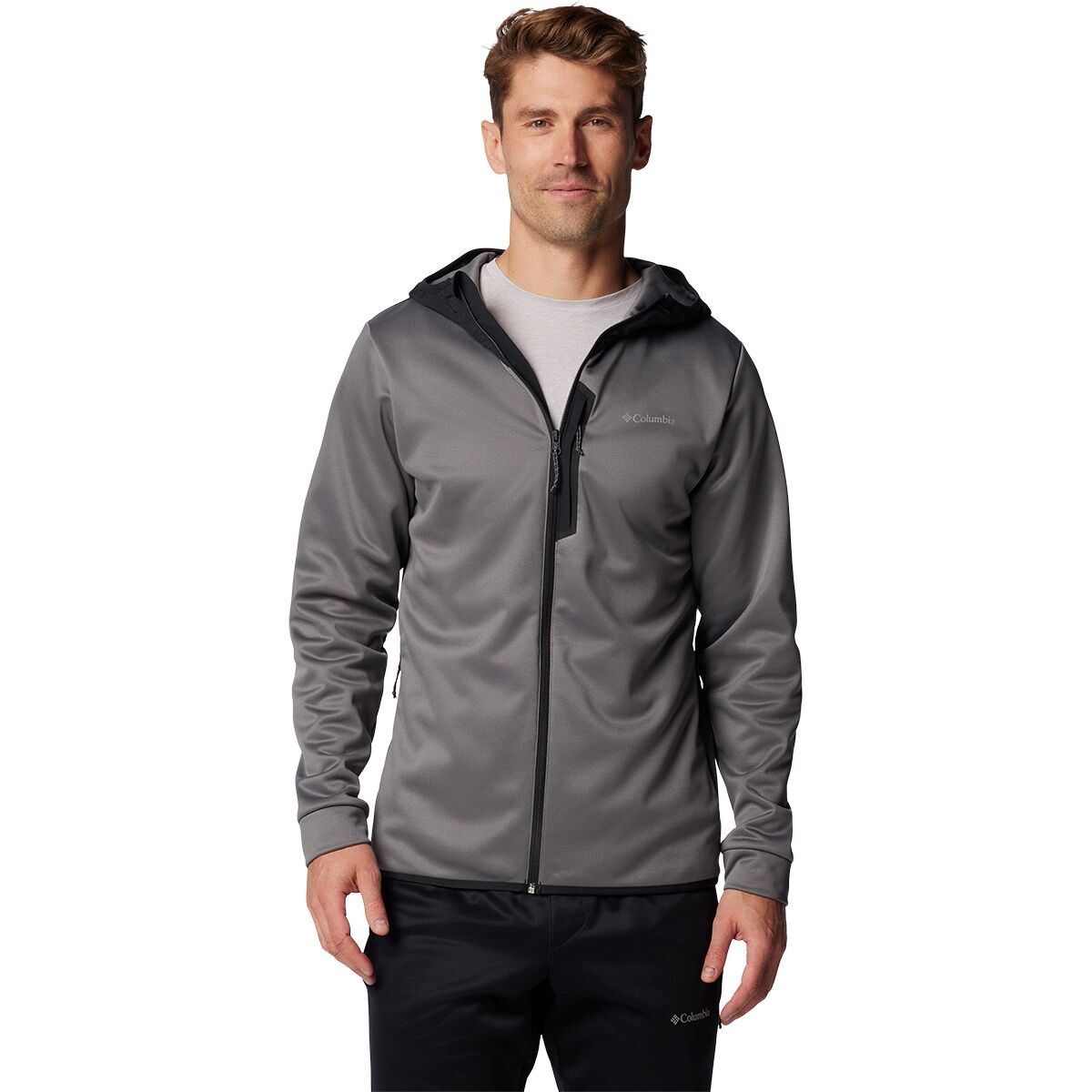 Columbia Columbia Men's Tech Full-Zip Fleece Hoodie in City Grey / Black - Size: Large - $55.24 at SteepandCheap.com