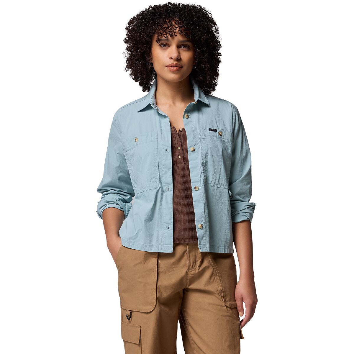 Columbia Women's Brea Falls Woven Long-Sleeve Shirt in Crushed Blue - Size: XL
