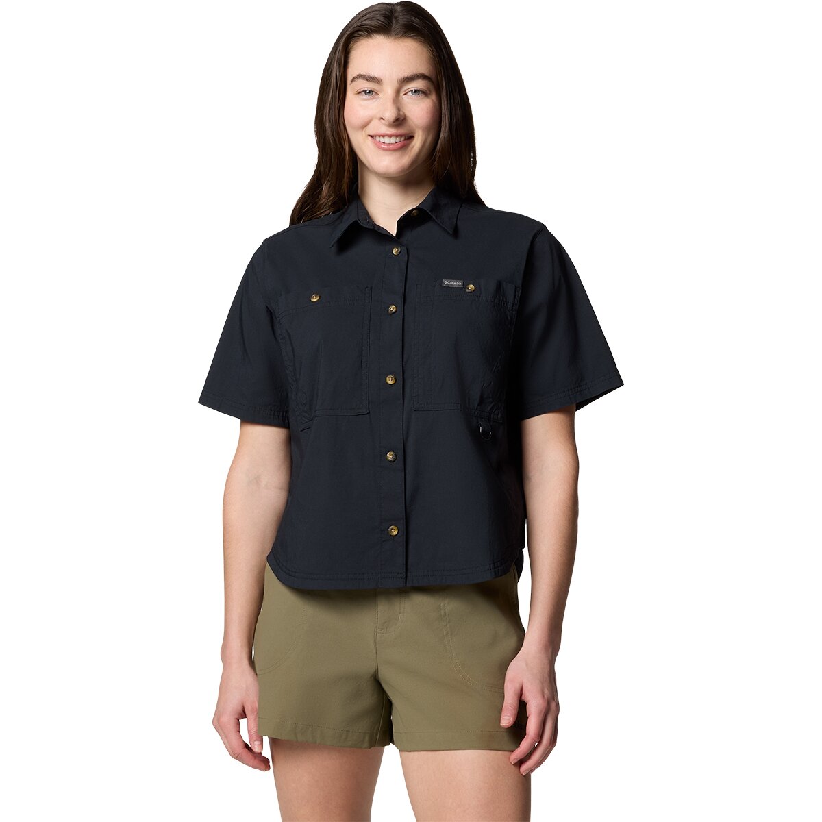 Columbia Women's Brea Falls Woven Short-Sleeve in Black - Size: Medium