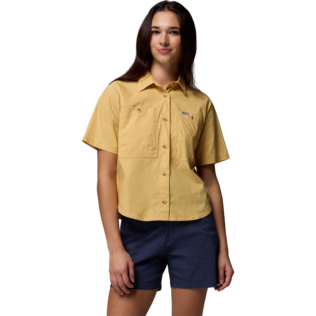 Columbia Women's Brea Falls Woven Short-Sleeve in Sand Dune - Size: Small