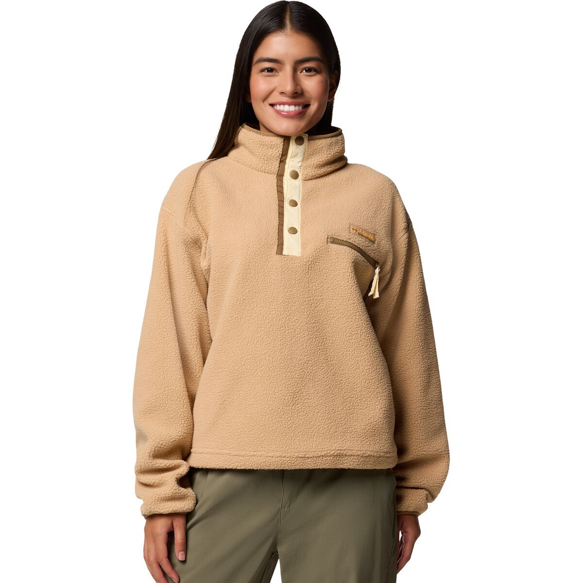 Columbia Women's Helvetia II Cropped 1/2-Snap Fleece Pullover in Canoe - Size: Large