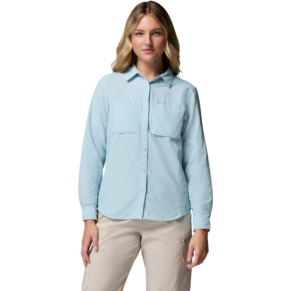 Columbia Women's Skien Valley Long-Sleeve Shirt in Marine Light - Size: Medium
