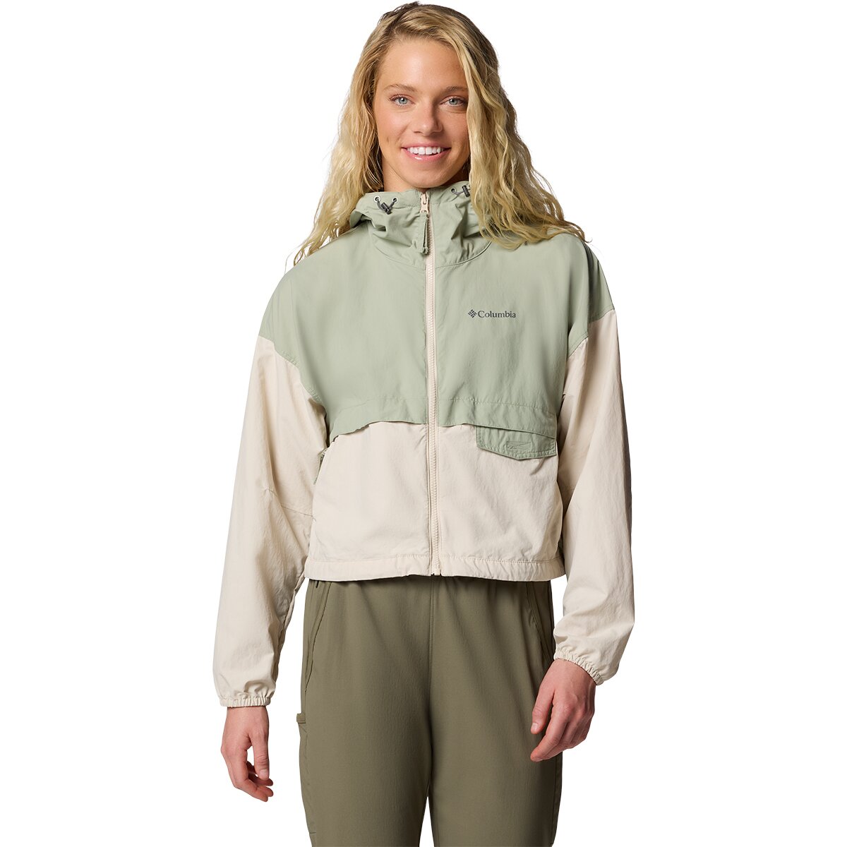 Columbia Women's Spire Valley Cropped Windbreaker in Safari - Size: XL