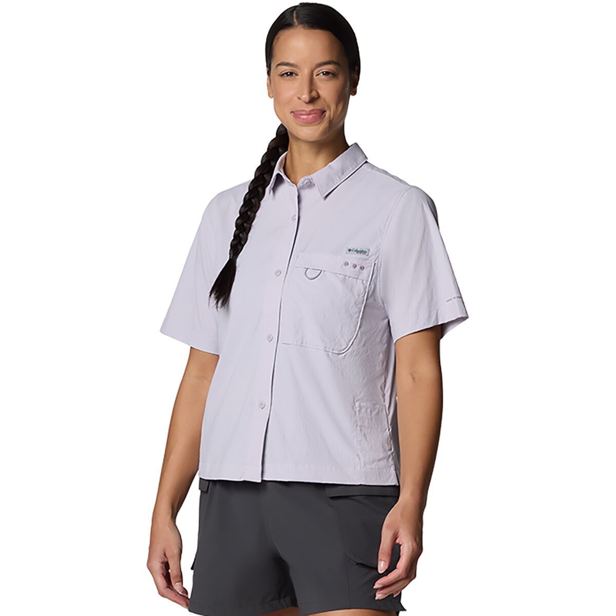 Columbia Women's Wild Cast Short-Sleeve Shirt in Lavender Pearl - Size: Large
