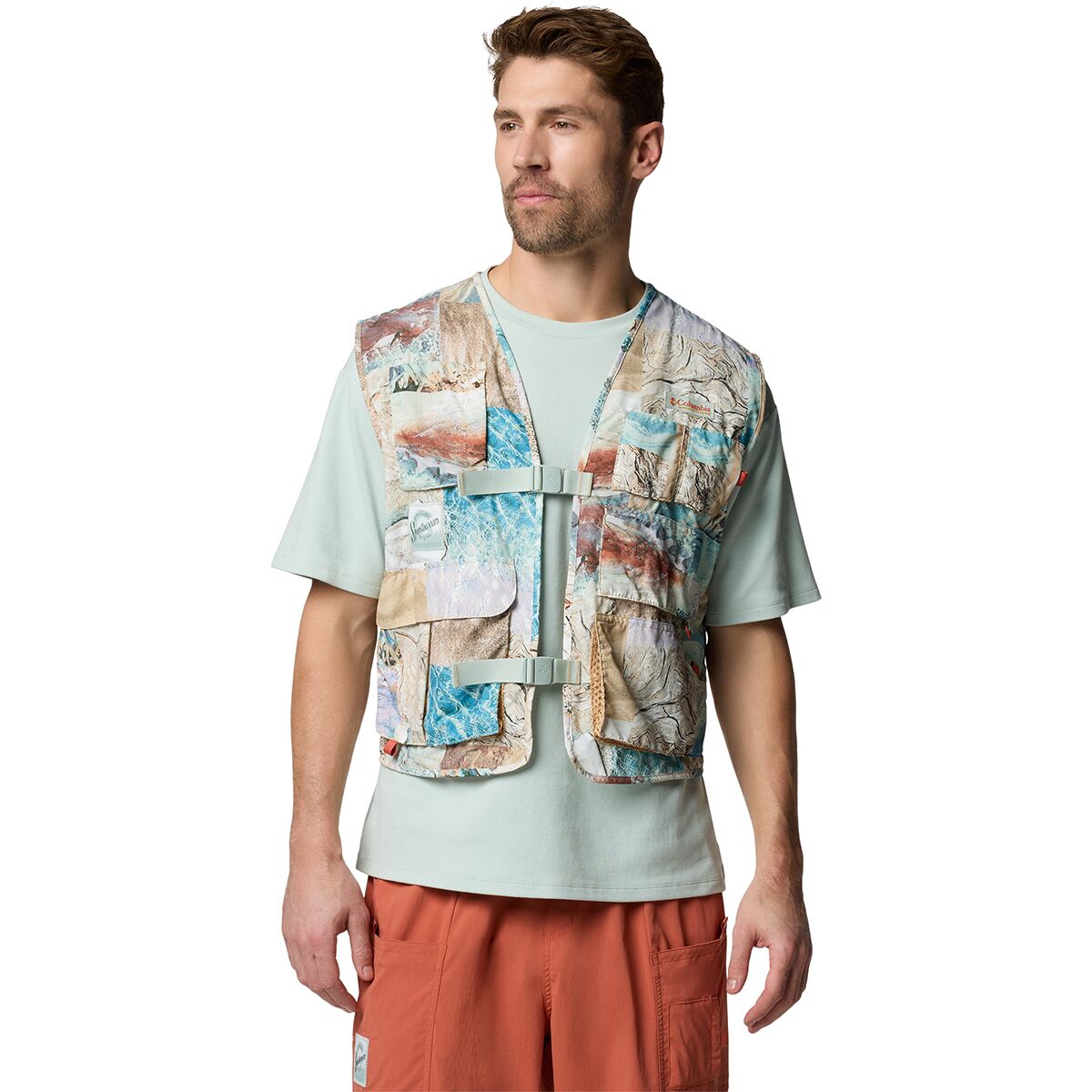 Columbia Men's Cove Beach Printed Vest in Cool Green Coastal - Size: Large