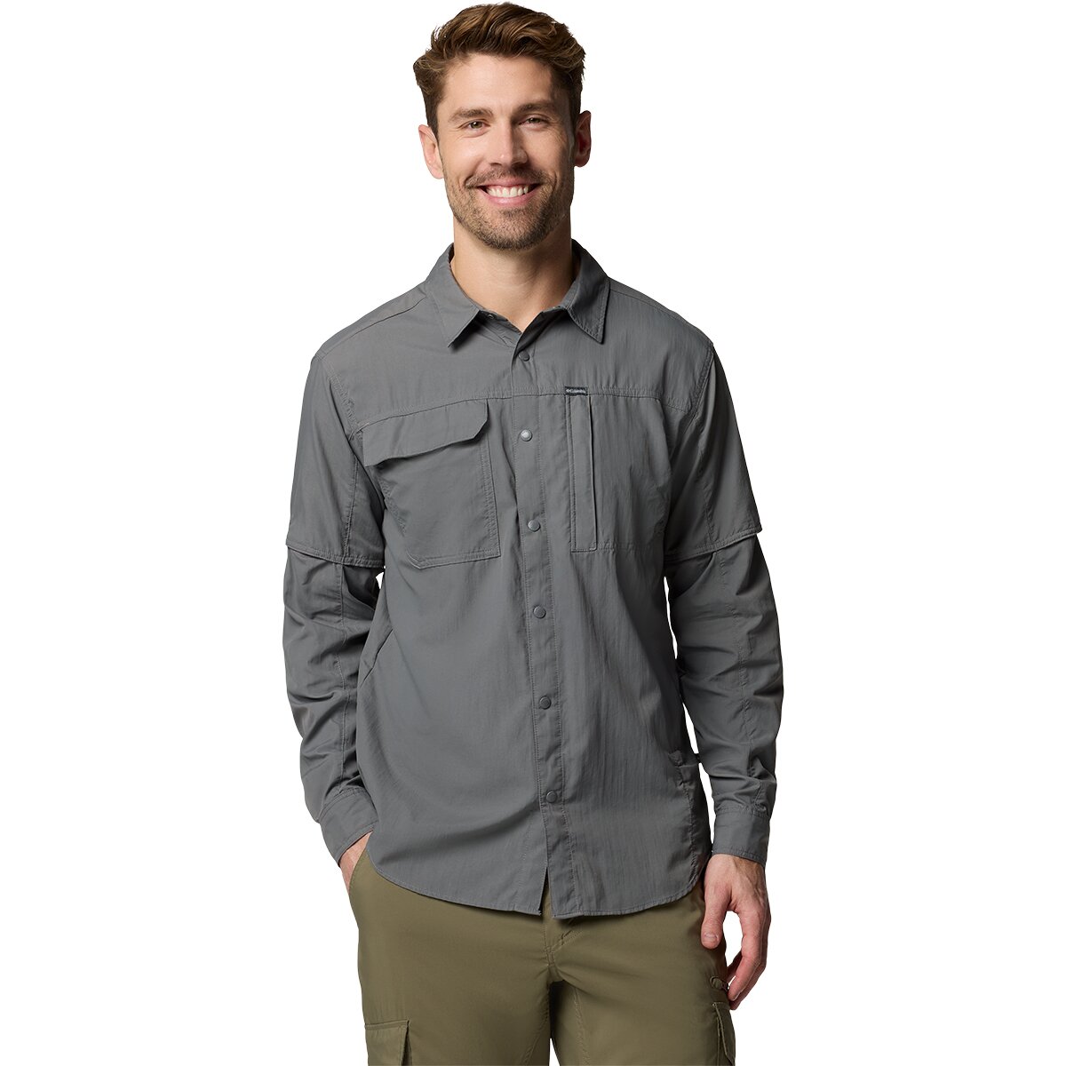 Columbia Men's Skien Valley Long-Sleeve Shirt in City Grey - Size: Small