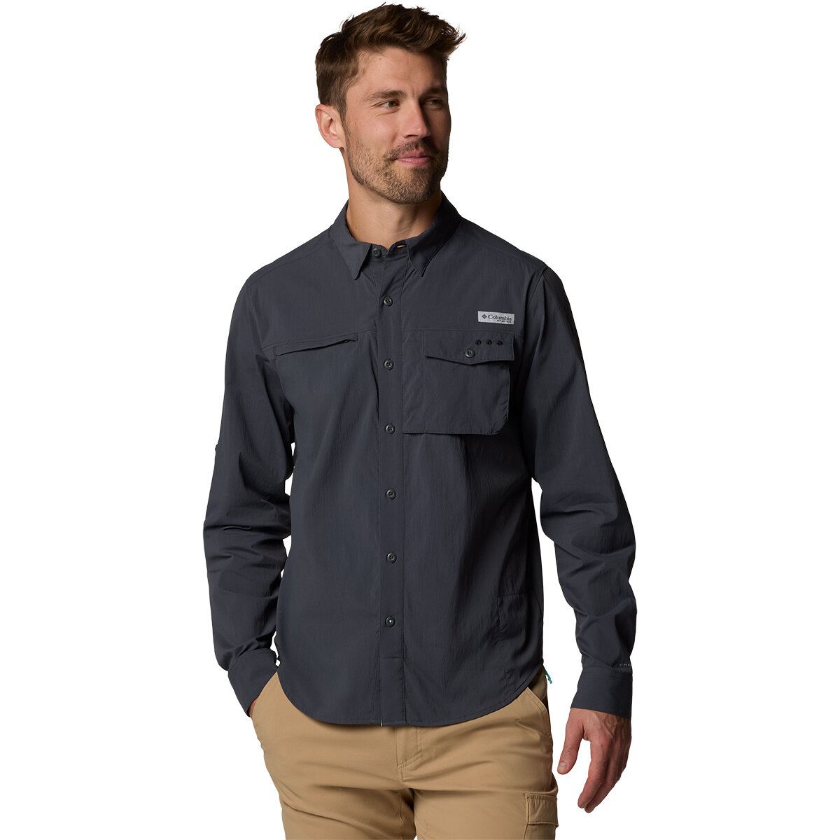Columbia Men's Wild Cast Long-Sleeve Shirt in Shark - Size: XXL