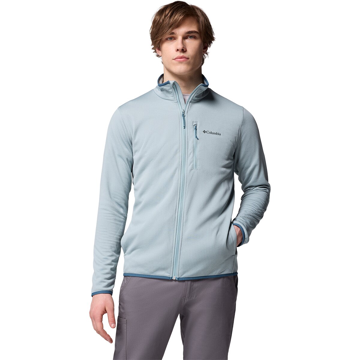 Columbia Men's Essential Hike Grid Fleece Full-Zip Jacket in Crushed Blue - Size: XXL