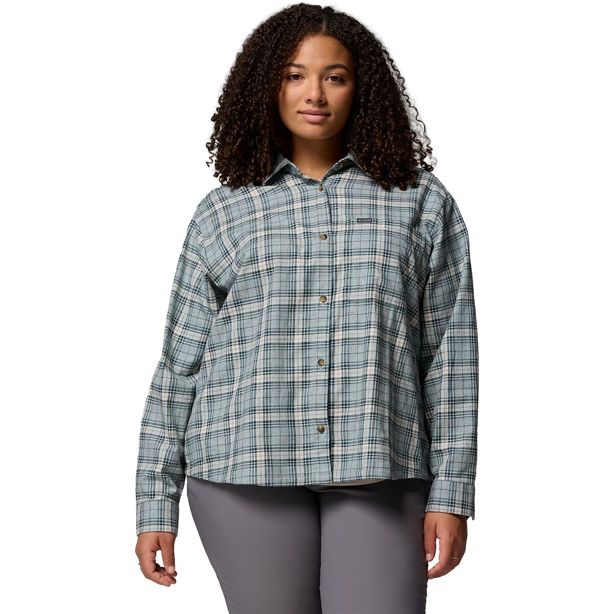 Columbia Women's Blue Point Creek Woven Long-Sleeve Shirt in Crushed Blue Everyday Tartan - Size: XS