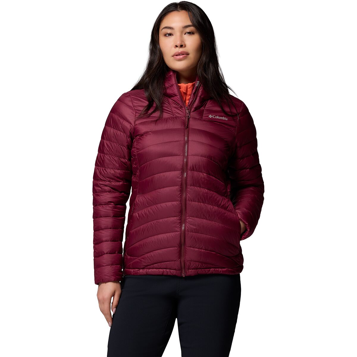 Columbia Women's Corelite Down Hooded Jacket in Rich Wine - Size: XS