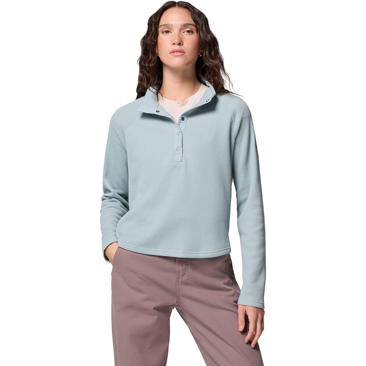 Columbia Women's Holly Hideaway Waffle 1/2 Snap Pullover in Crushed Blue - Size: XL