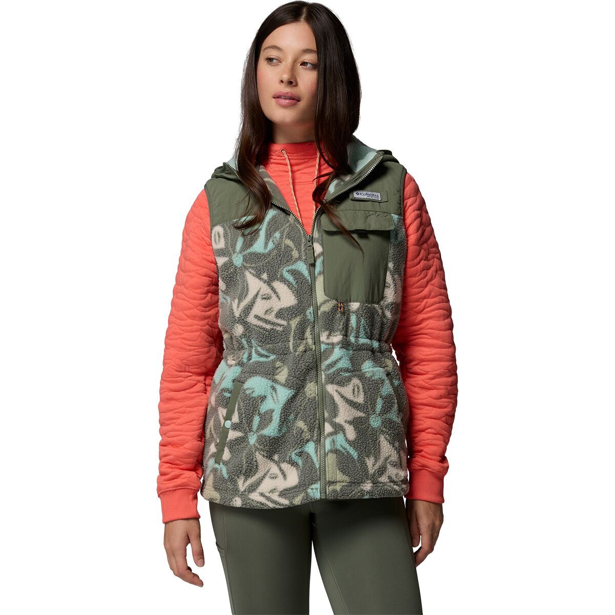 Columbia Women's PFG Open Water Fleece Vest in Cypress Floraflauge - Size: XL