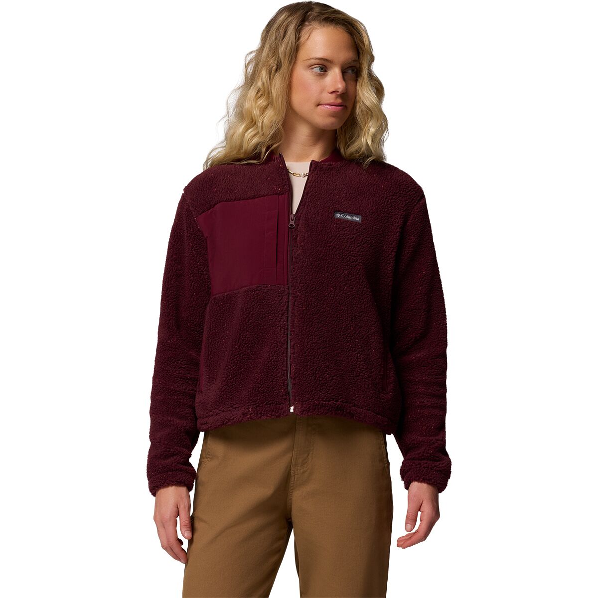 Columbia Women's Stellar Path Fleece Bomber Full-Zip Jacket in Rich Wine - Size: XS