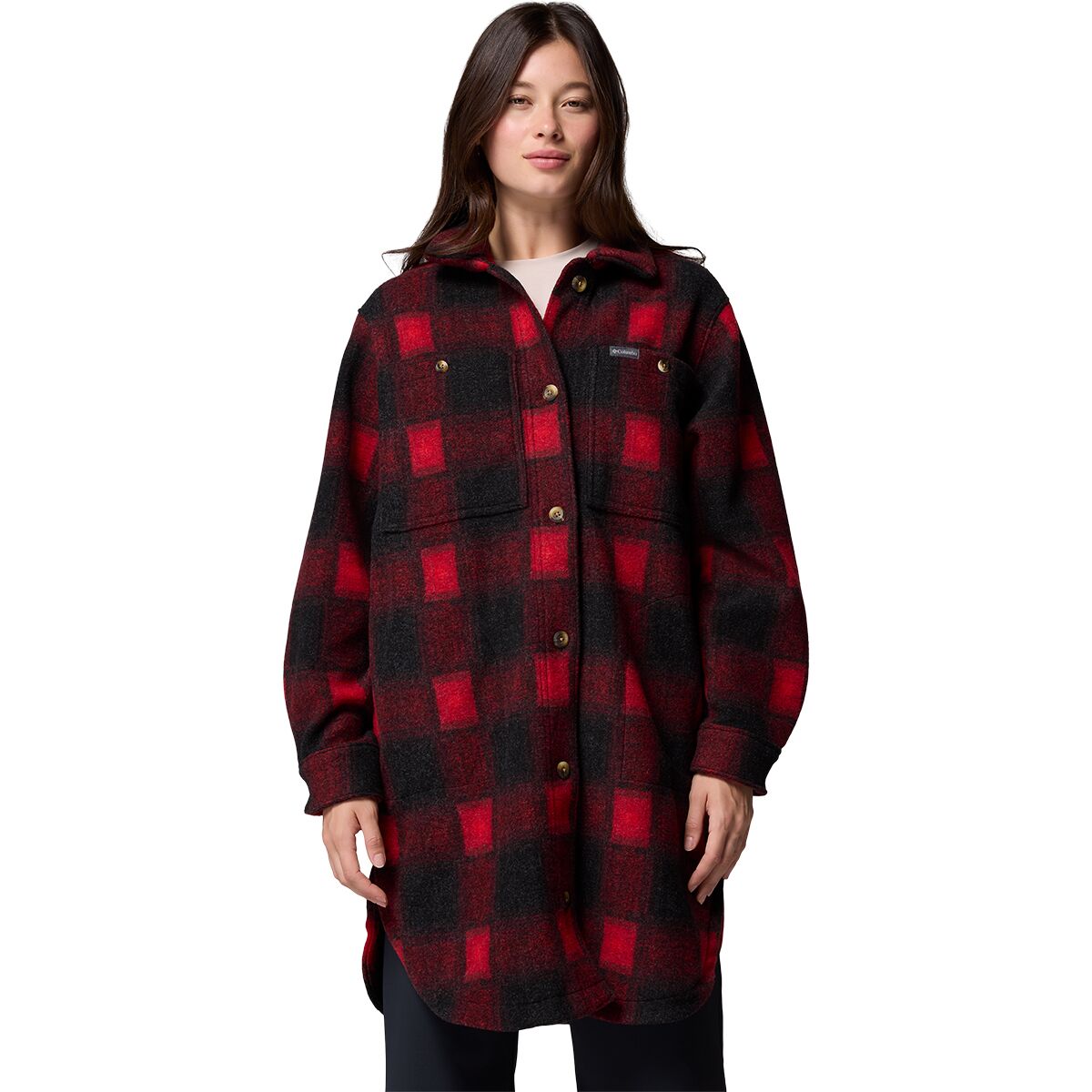 Columbia Columbia Women's Wildest Venture Long Fleece Coat in Mountain Red Blurred Ombre - Size: Medium - $90.00 at SteepandCheap.com