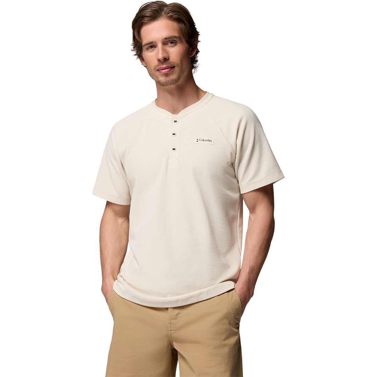 Columbia Men's Acker Rock Knit Short-Sleeve Shirt in Chalk - Size: Medium