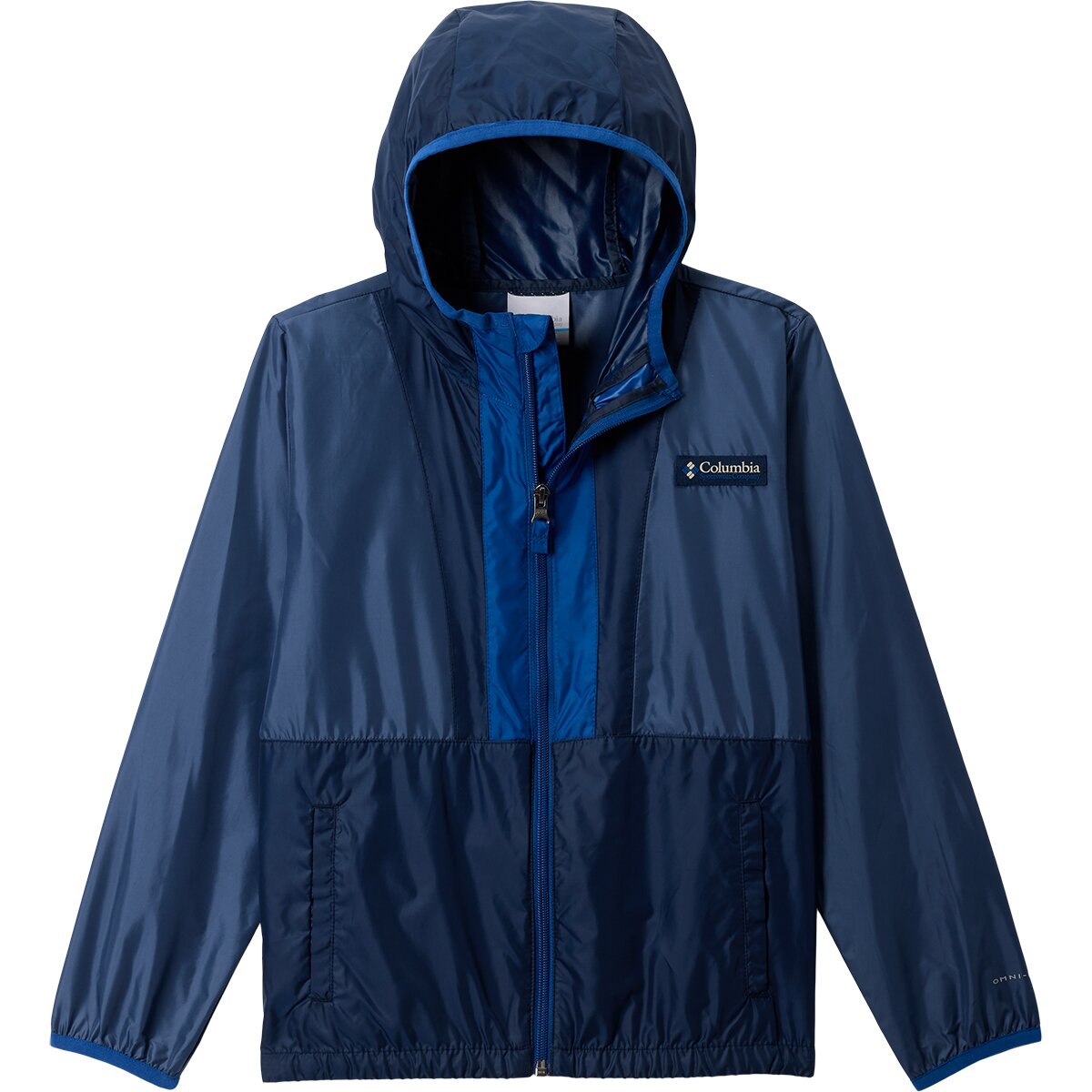 Columbia Boy's Back Bowl II Hooded Windbreaker in Dark Mountain / Coll Navy / Mountain Blue - Size: XS