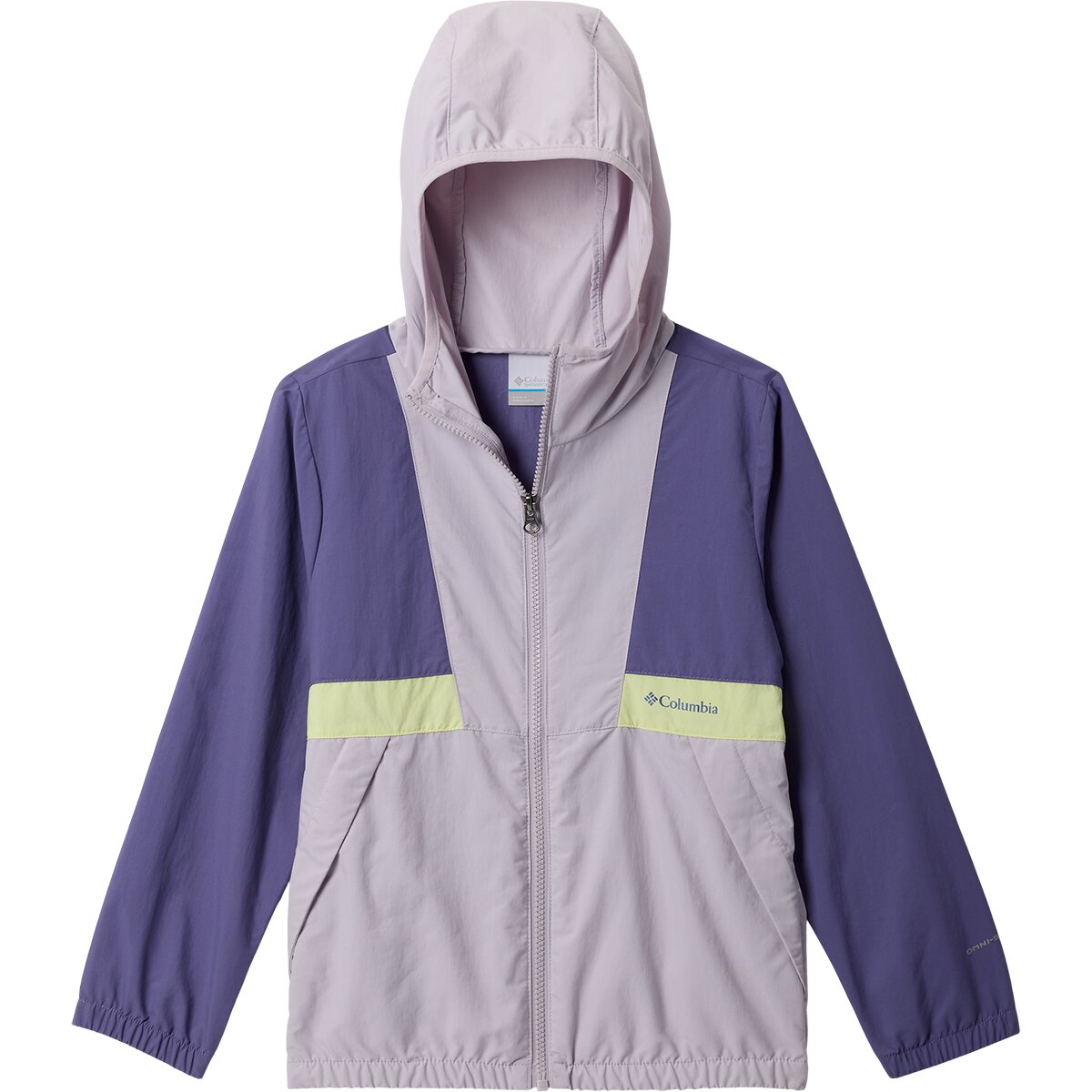Columbia Girl's Spire Valley Windbreaker in Stormwatch / Lavender Pearl / Citron Haze - Size: Large