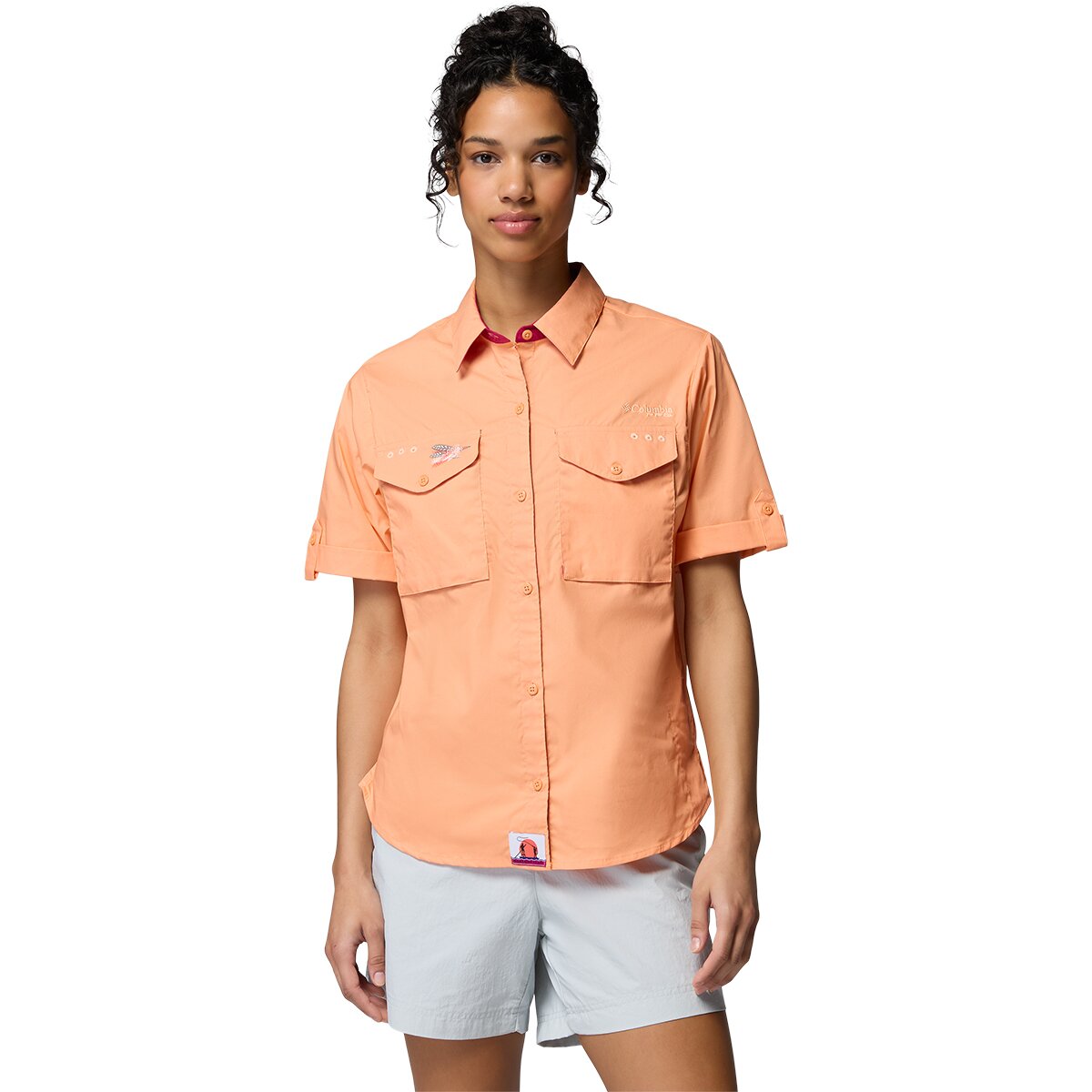 Columbia Women's Bonefish Flats Short-Sleeve Shirt in Bright Nectar - Size: Small