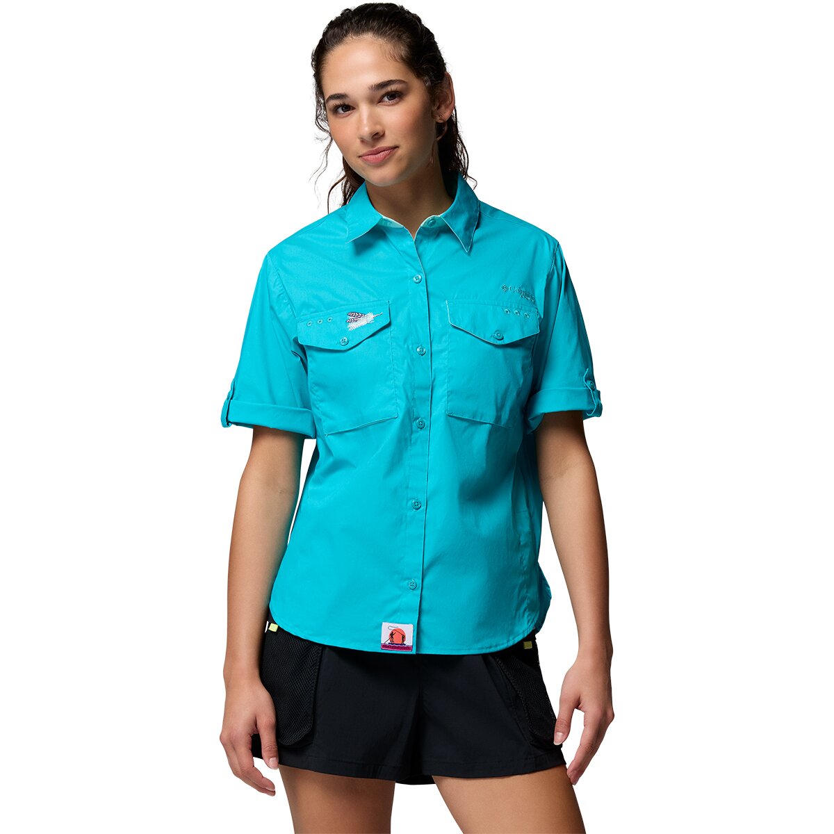 Columbia Women's Bonefish Flats Short-Sleeve Shirt in Ocean Teal / Gulf Stream - Size: Small