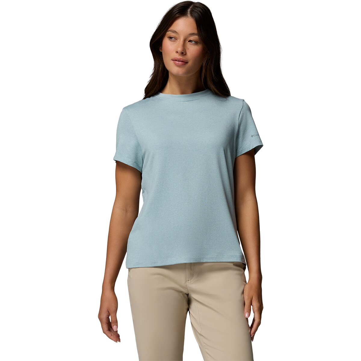 Columbia Women's Parsons Point Short-Sleeve Logo T-Shirt in Marine Light Heather - Size: Large