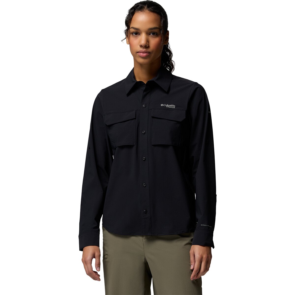 Columbia Women's Silver Ridge Elite Woven Long-Sleeve Shirt in Black - Size: Medium