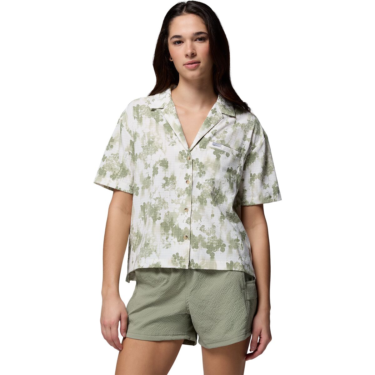 Columbia Women's Sucker for Summer Print Short-Sleeve Shirt in Blanc / Florage - Size: XS