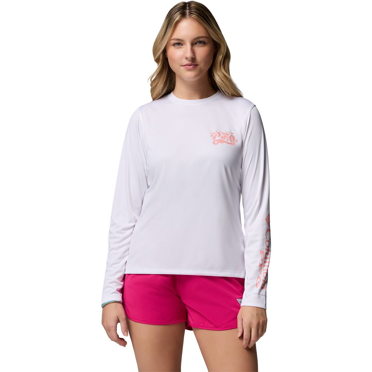 Columbia Columbia Women's Tidal Palm Waves Long-Sleeve T-Shirt in White / Flamingo Isle - Size: Small - $30.00 at SteepandCheap.com