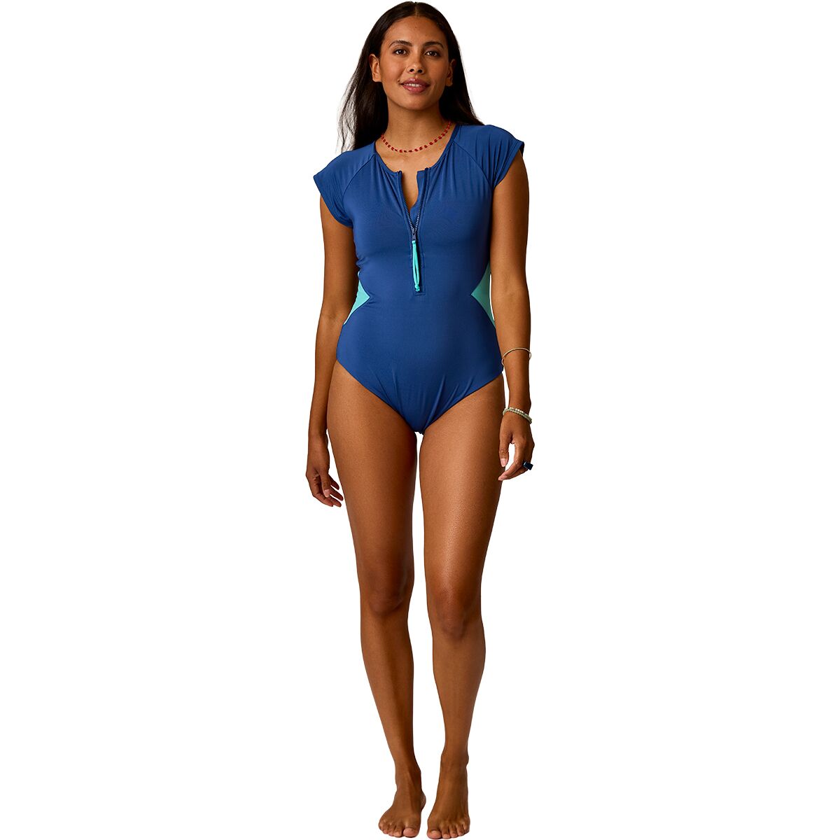 Carve Designs Women's All Day One-Piece Swimsuit in Setsail / Aquamarine - Size: Small