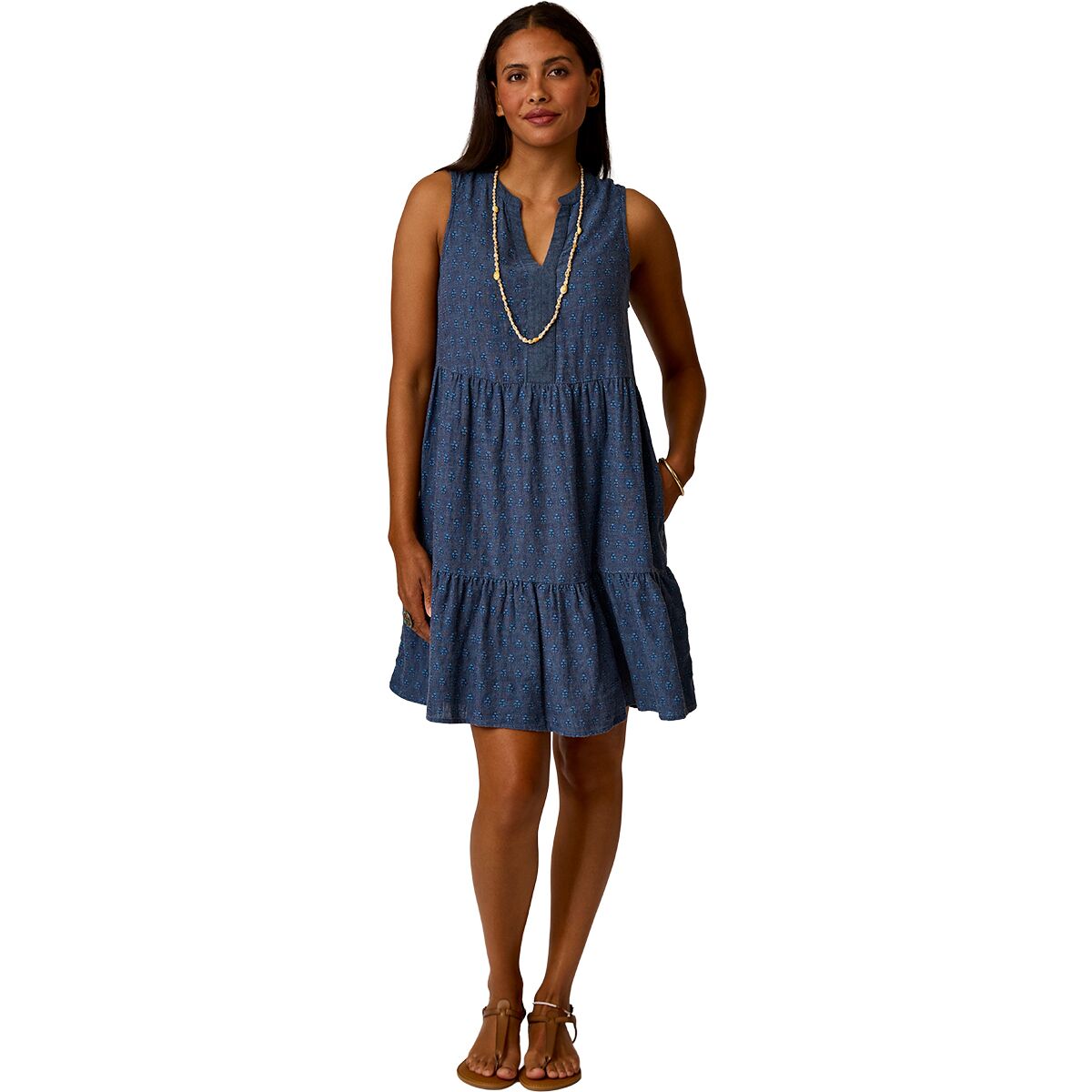 Carve Designs Women's Nellie Linen Dress in Tossed Batik - Size: Small