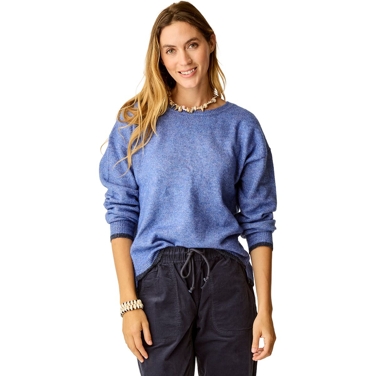 Carve Designs Women's Drue Fuzzy Sweater in Capri Blue / Dark Capri - Size: XXS/XS