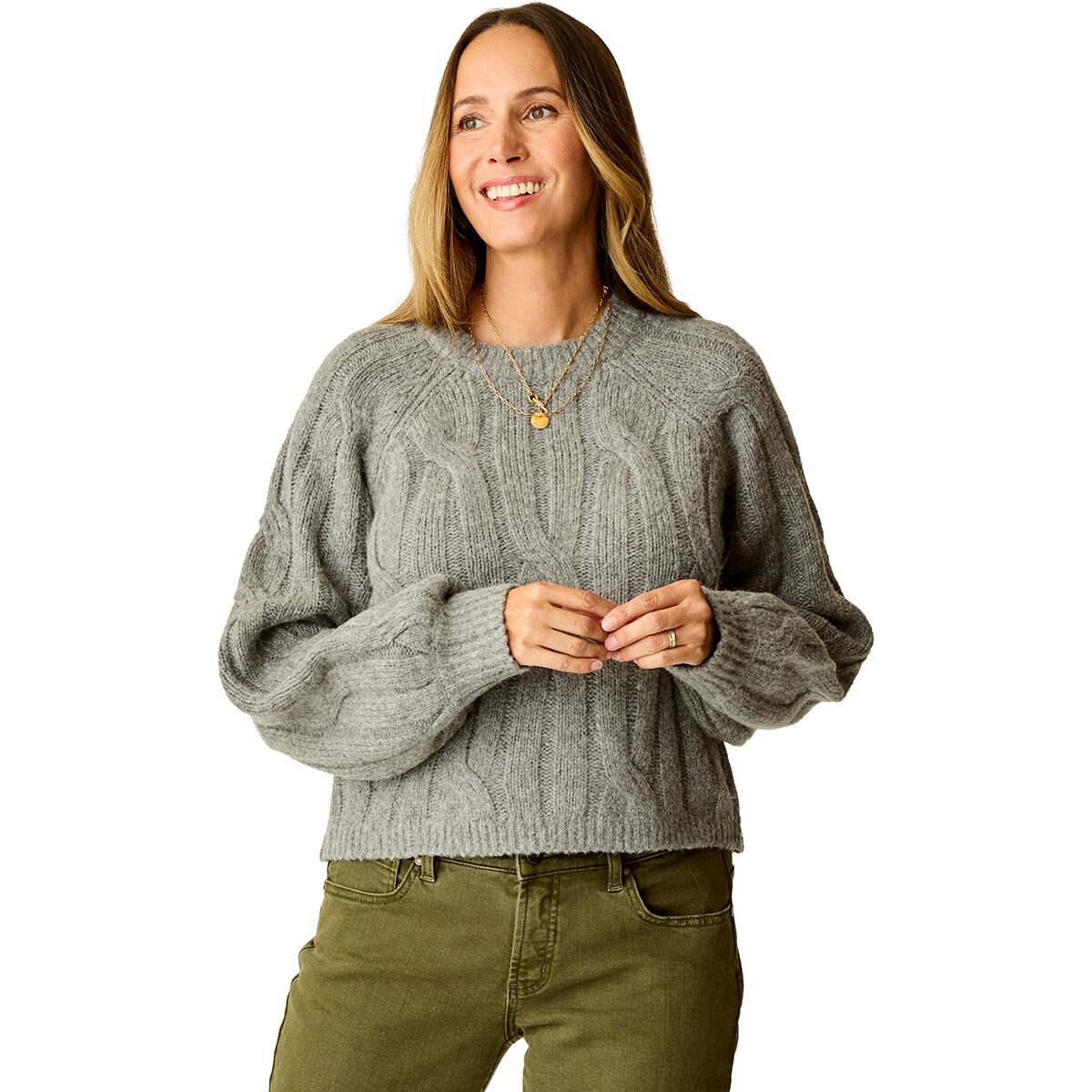 Carve Designs Women's Eloise Wool Sweater in Mid Grey - Size: Small