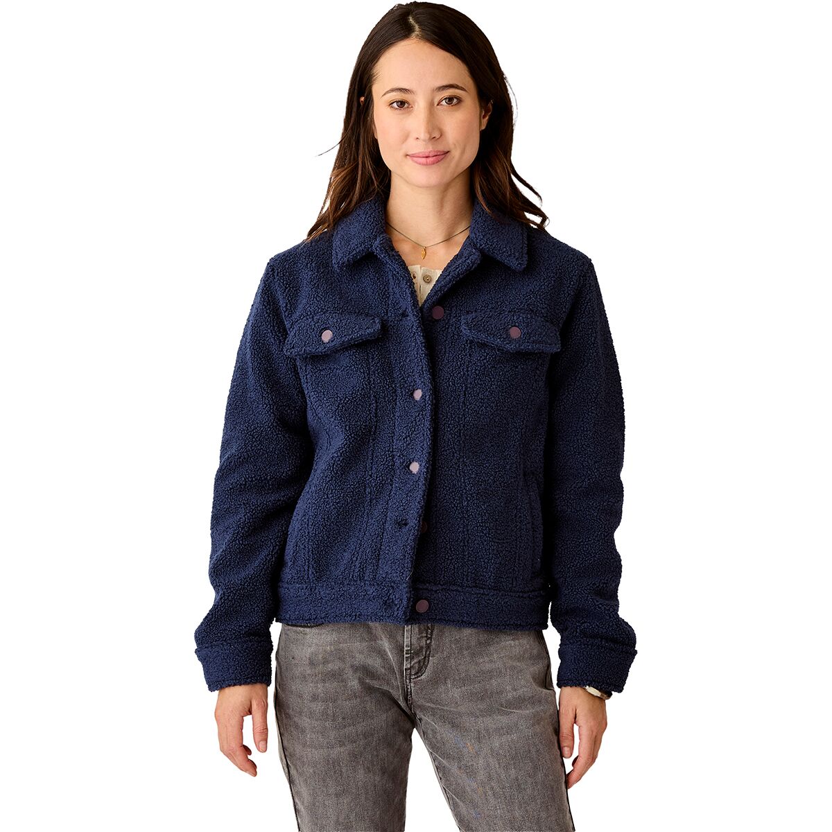Carve Designs Women's Rhea Boucle Trucker Jacket in Navy - Size: Small