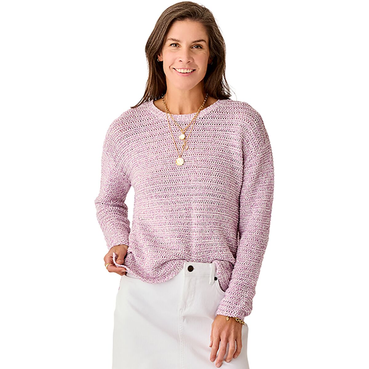 Carve Designs Women's Clarissa Marled Sweater in Light Violet - Size: XL