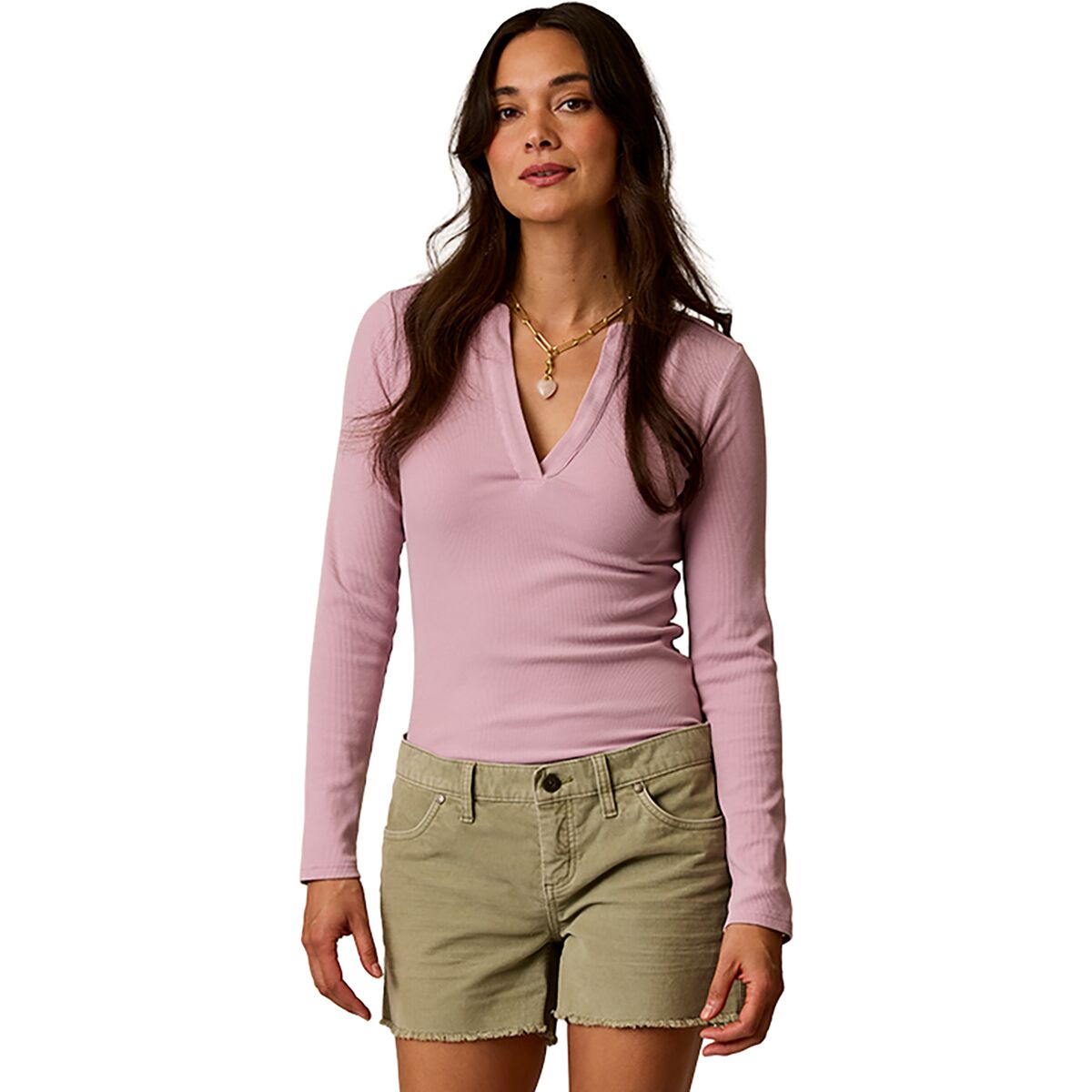 Carve Designs Women's Ever Henley Top in Light Dusk - Size: Medium