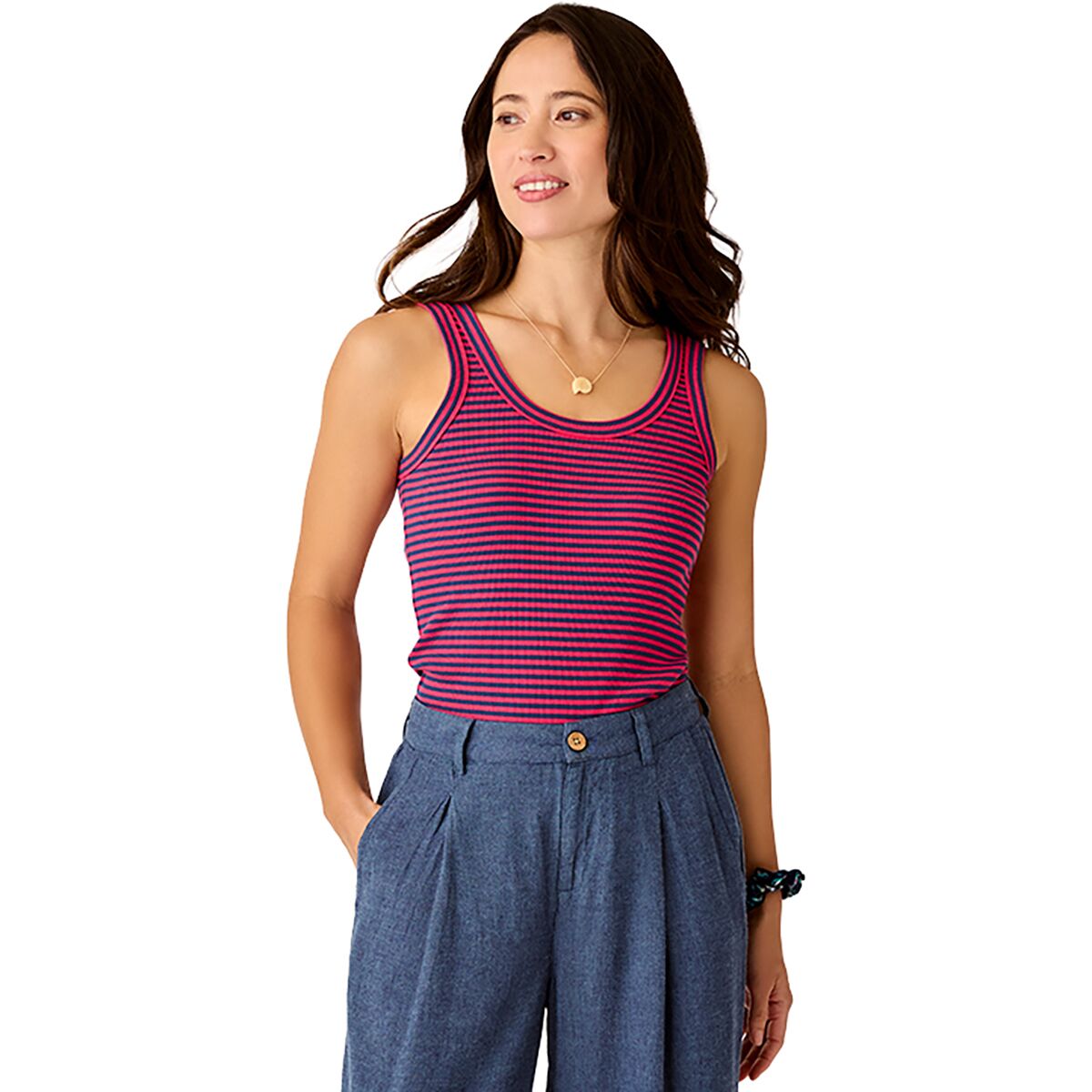 Carve Designs Women's Ever Rib Tank Top in July Stripe - Size: XL