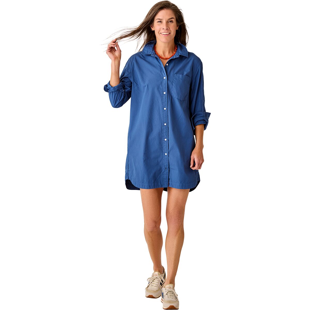 Carve Designs Women's Jules Poplin Dress in Vintage Blue - Size: Large