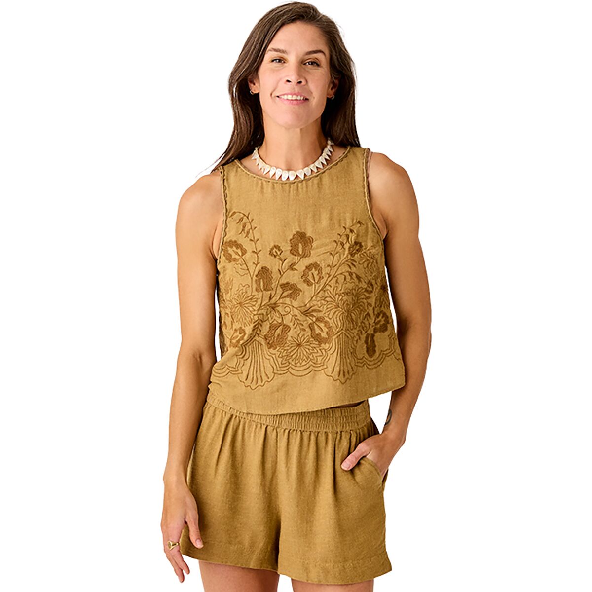 Carve Designs Carve Designs Women's Lou Linen Tank Top in Golden Chambray - Size: Medium - $54.56 at SteepandCheap.com