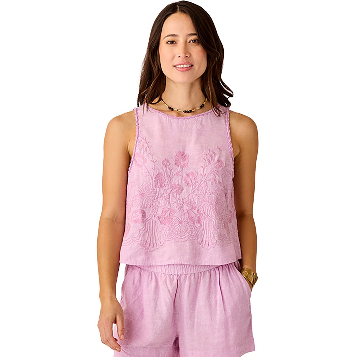 Carve Designs Women's Lou Linen Tank Top in Light Violet Chambray - Size: XS