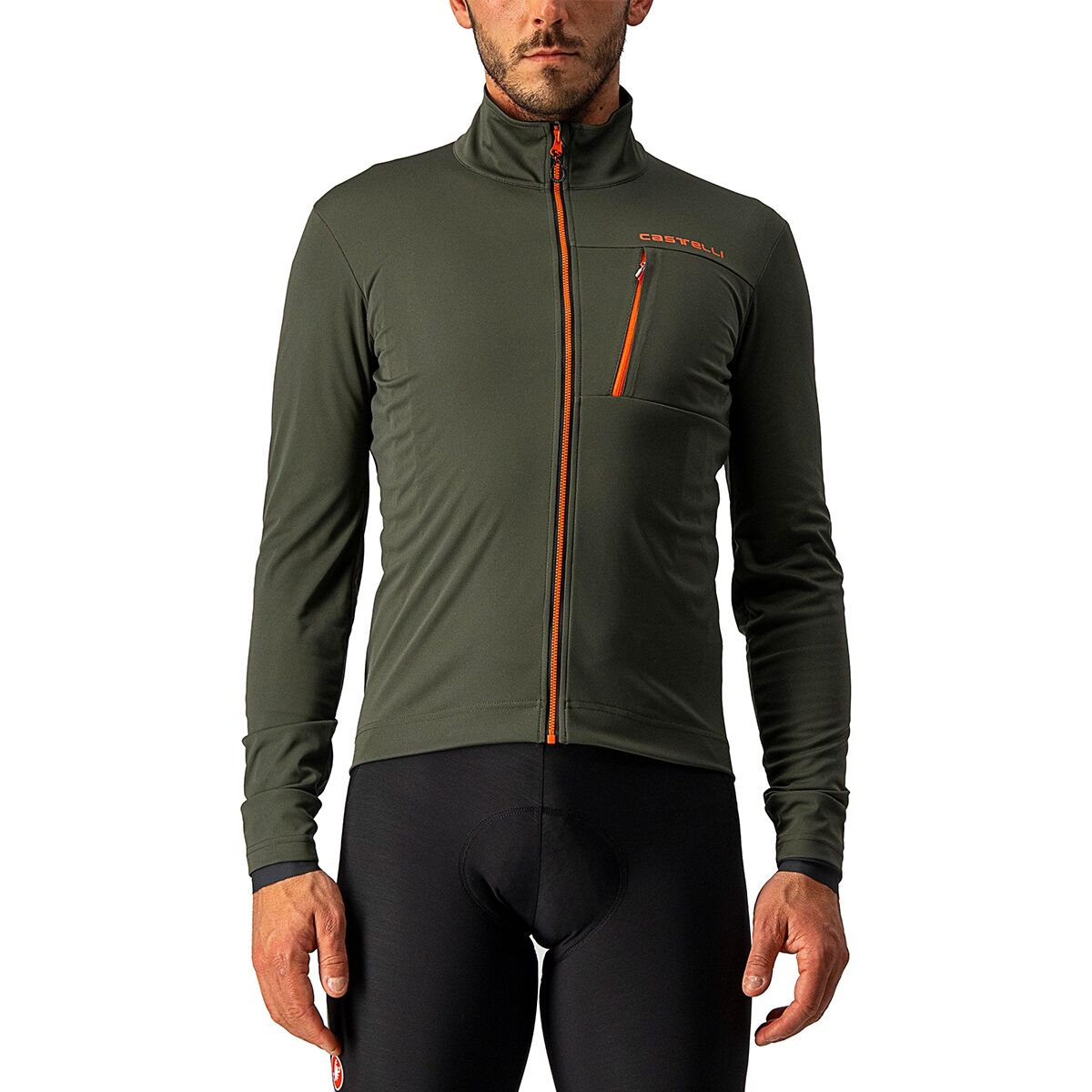 Castelli Castelli Men's Go Jacket in Military Green / Fiery Red - Size: Medium - $99.00 at Steep and Cheap